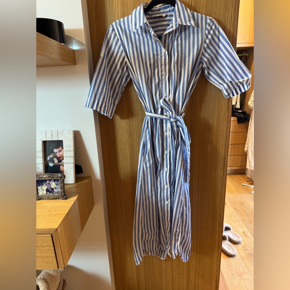 MaxMara Blue and White Long Sleeve Dress